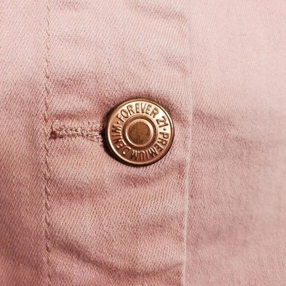 Forever 21 Denim Mini Skirt Women Size 29 Pink Button Up Cotton Copper Stretchy - Picture 4 of 9